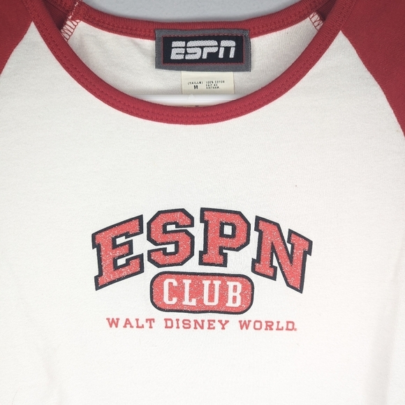 Vintage Y2K ESPN Club Walt Disney World Woman's Baby Tee Tshirt size medium - Picture 2 of 5